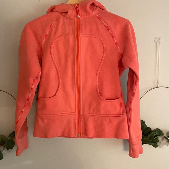 Lululemon Scuba hoodie size 4 peach orange pink zip up hoodie sweatshirt jacket - Picture 3 of 11